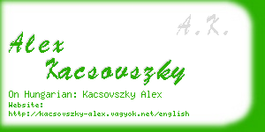 alex kacsovszky business card